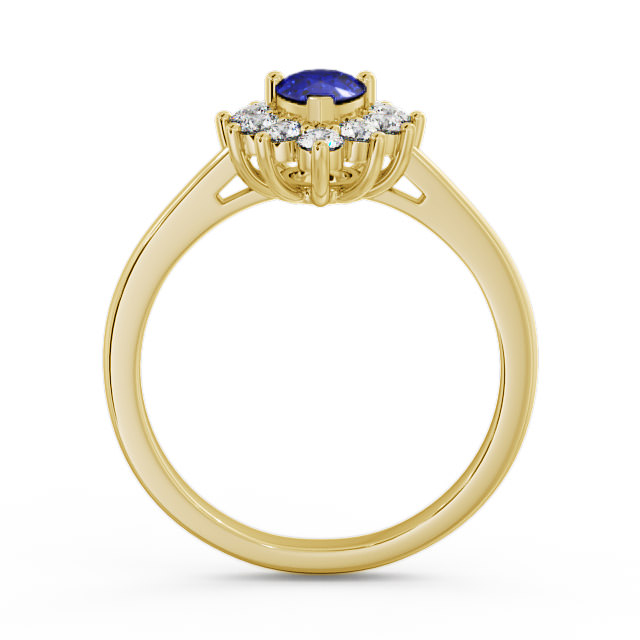 Cluster Blue Sapphire and Diamond 0.85ct Ring 18K Yellow Gold - Lacey GEM20_YG_BS_UP