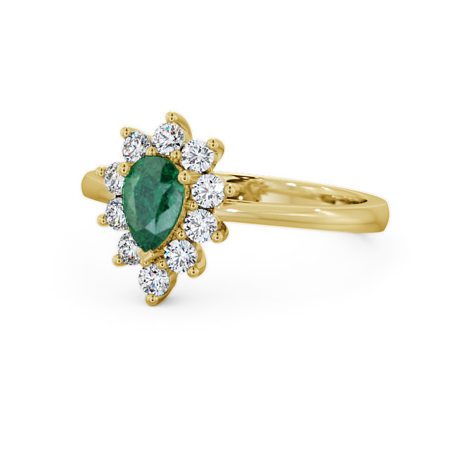 Cluster Emerald and Diamond 0.80ct Ring 9K Yellow Gold - Lacey GEM20_YG_EM_FLAT