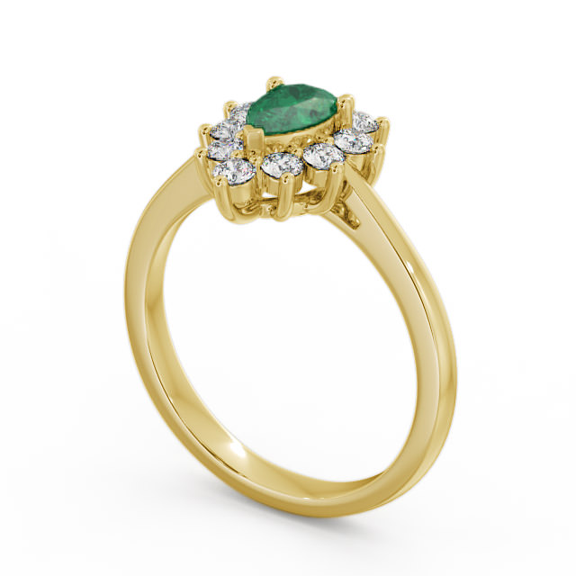 Cluster Emerald and Diamond 0.80ct Ring 18K Yellow Gold - Lacey GEM20_YG_EM_SIDE
