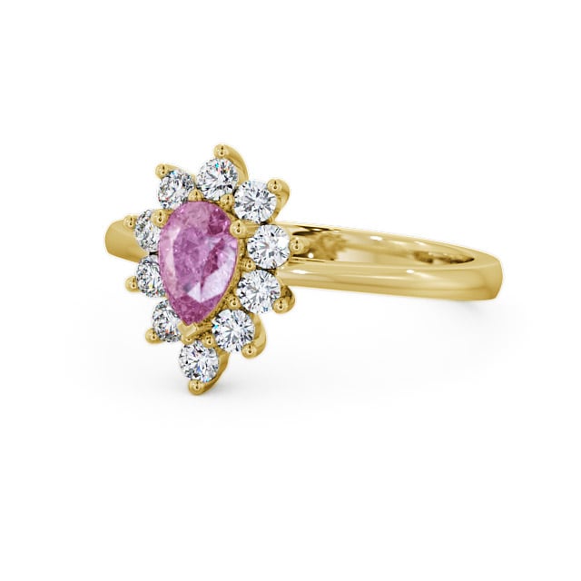 Cluster Pink Sapphire and Diamond 0.85ct Ring 18K Yellow Gold - Lacey GEM20_YG_PS_FLAT
