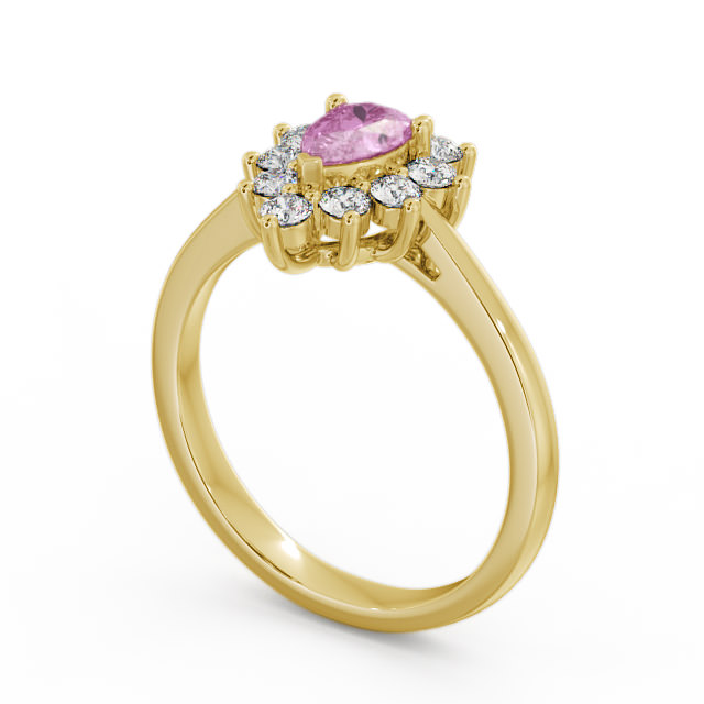Cluster Pink Sapphire and Diamond 0.85ct Ring 9K Yellow Gold - Lacey GEM20_YG_PS_SIDE