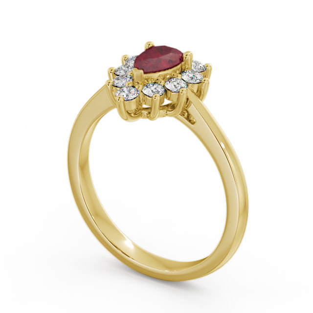 Cluster Ruby and Diamond 0.85ct Ring 9K Yellow Gold - Lacey GEM20_YG_RU_SIDE