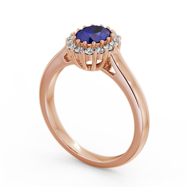 Halo Blue Sapphire and Diamond 0.81ct Ring 18K Rose Gold - Evita GEM21_RG_BS_SIDE
