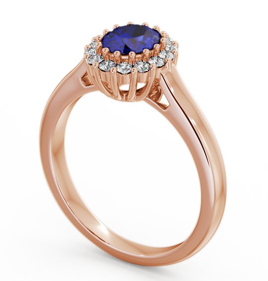 Halo Blue Sapphire and Diamond 0.81ct Ring 18K Rose Gold - Evita GEM21_RG_BS_THUMB1