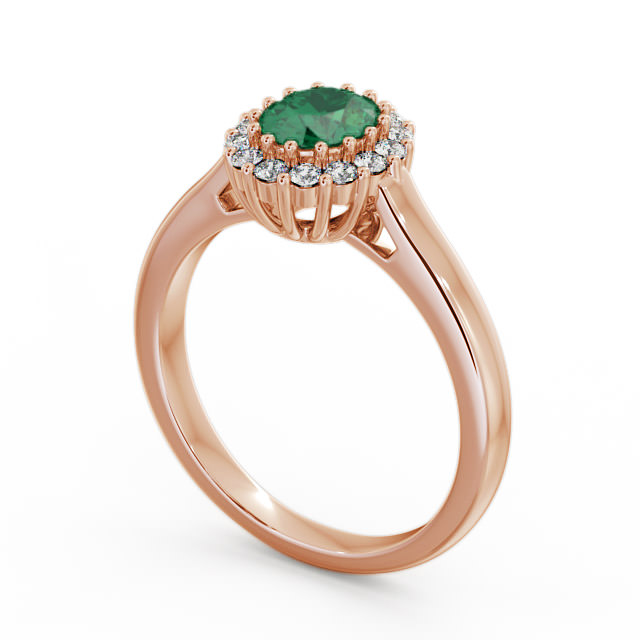 Halo Emerald and Diamond 0.73ct Ring 18K Rose Gold - Evita