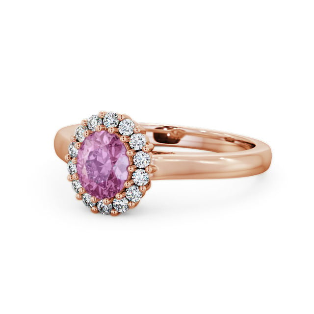 Halo Pink Sapphire and Diamond 0.81ct Ring 18K Rose Gold - Evita GEM21_RG_PS_FLAT