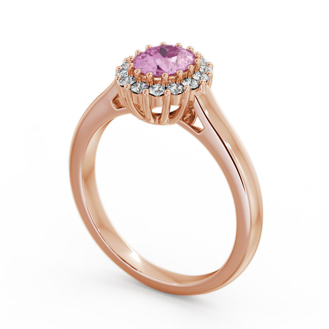 Halo Pink Sapphire and Diamond 0.81ct Ring 18K Rose Gold - Evita GEM21_RG_PS_SIDE