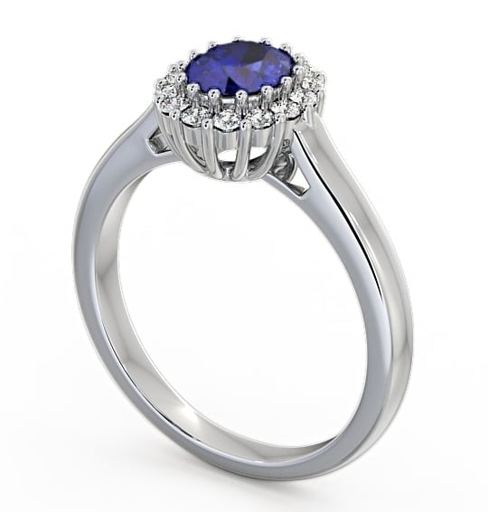 Halo Blue Sapphire and Diamond 0.81ct Ring 18K White Gold - Evita GEM21_WG_BS_THUMB1