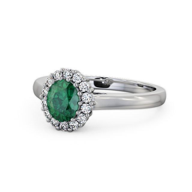 Halo Emerald and Diamond 0.73ct Ring 18K White Gold - Evita GEM21_WG_EM_FLAT