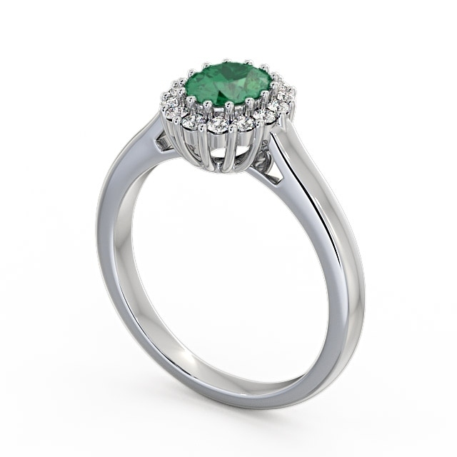 Halo Emerald and Diamond 0.73ct Ring Platinum - Evita GEM21_WG_EM_SIDE