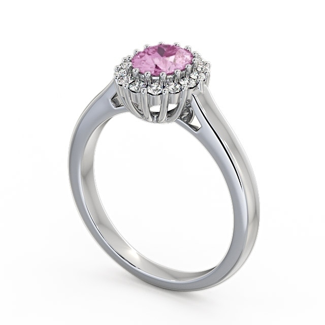 Halo Pink Sapphire and Diamond 0.81ct Ring 18K White Gold - Evita GEM21_WG_PS_SIDE