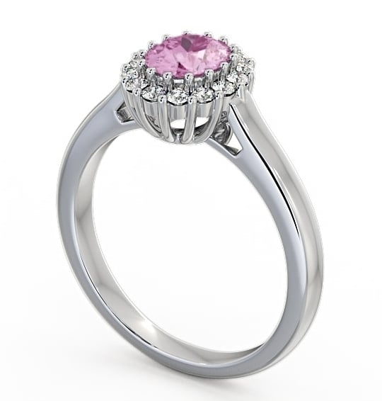 Halo Pink Sapphire and Diamond 0.81ct Ring Platinum - Evita GEM21_WG_PS_THUMB1