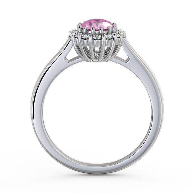 Halo Pink Sapphire and Diamond 0.81ct Ring Palladium - Evita GEM21_WG_PS_UP