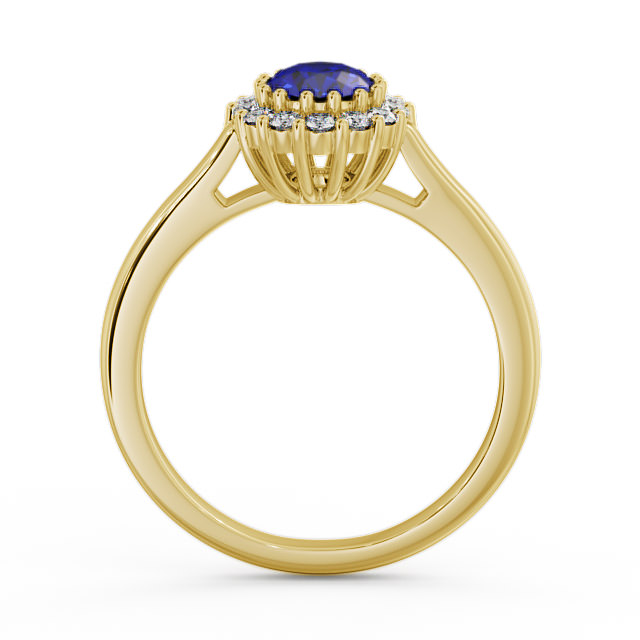 Halo Blue Sapphire and Diamond 0.81ct Ring 9K Yellow Gold - Evita GEM21_YG_BS_UP