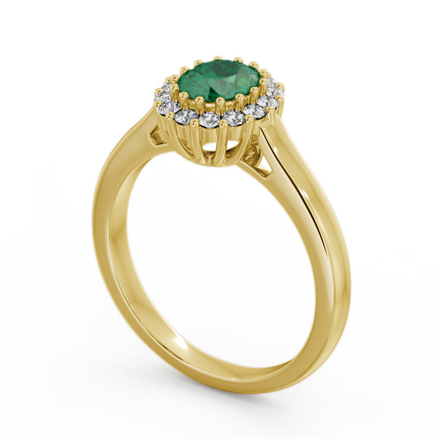 Halo Emerald and Diamond 0.73ct Ring 9K Yellow Gold - Evita GEM21_YG_EM_SIDE
