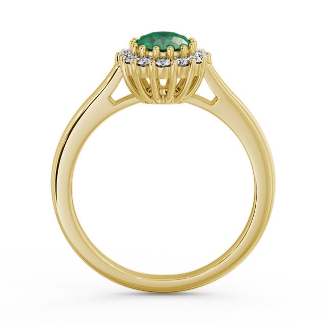 Halo Emerald and Diamond 0.73ct Ring 18K Yellow Gold - Evita GEM21_YG_EM_UP