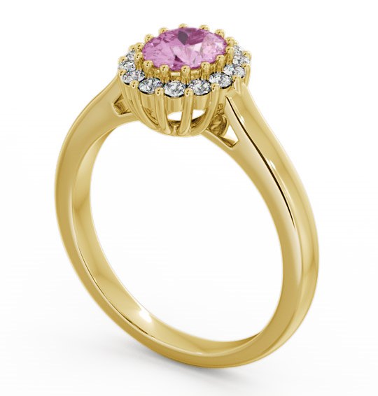 Halo Pink Sapphire and Diamond 0.81ct Ring 18K Yellow Gold - Evita GEM21_YG_PS_THUMB1