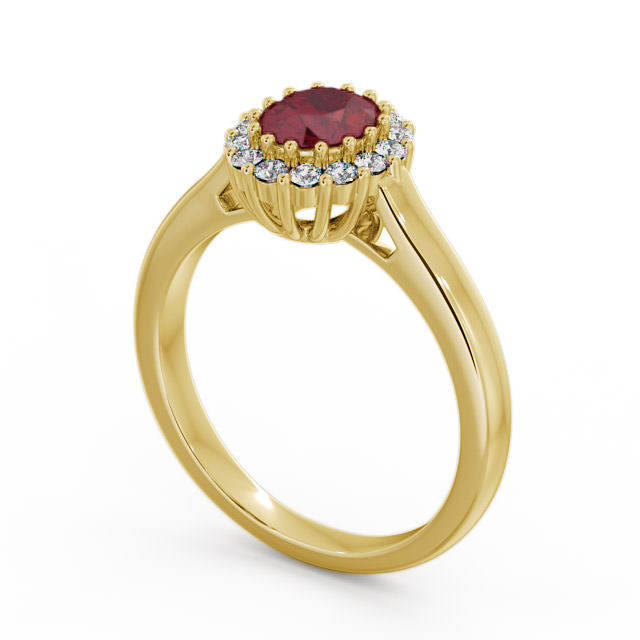 Halo Ruby and Diamond 0.81ct Ring 18K Yellow Gold - Evita GEM21_YG_RU_SIDE