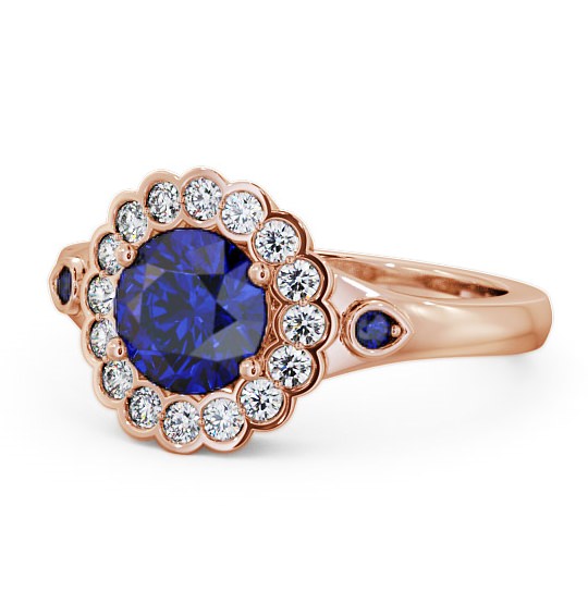  Halo Blue Sapphire and Diamond 1.69ct Ring 9K Rose Gold - Belen GEM22_RG_BS_THUMB2 