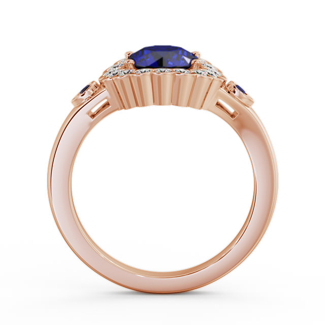 Halo Blue Sapphire and Diamond 1.69ct Ring 9K Rose Gold - Belen GEM22_RG_BS_UP
