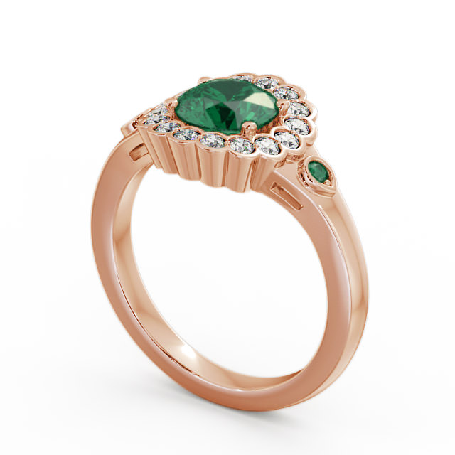 Halo Emerald and Diamond 1.53ct Ring 18K Rose Gold - Belen GEM22_RG_EM_SIDE