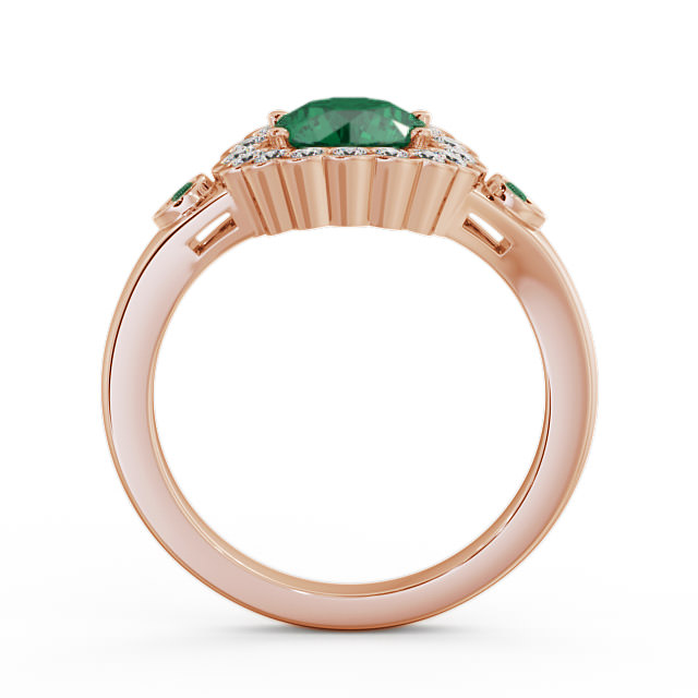 Halo Emerald and Diamond 1.53ct Ring 9K Rose Gold - Belen GEM22_RG_EM_UP