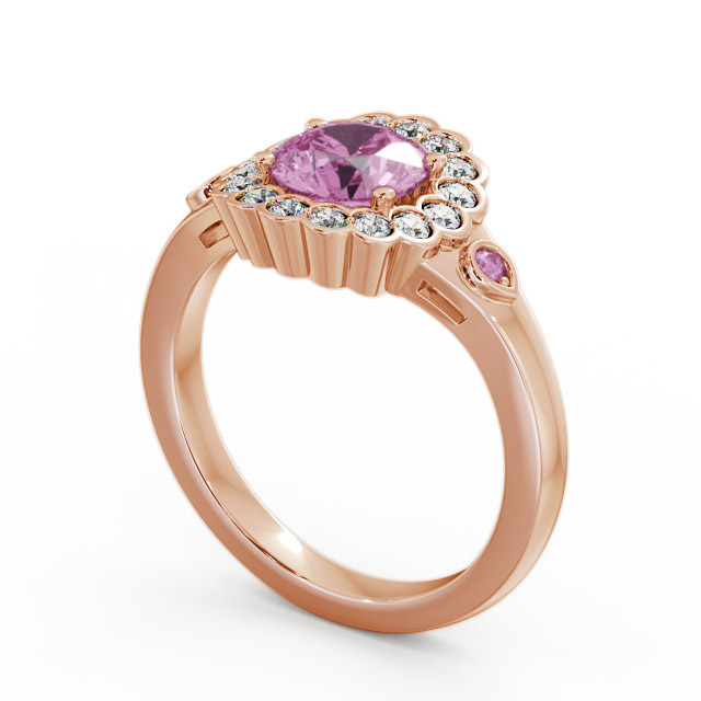 Halo Pink Sapphire and Diamond 1.69ct Ring 9K Rose Gold - Belen GEM22_RG_PS_SIDE