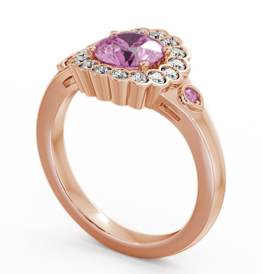Halo Pink Sapphire and Diamond 1.69ct Ring 9K Rose Gold - Belen GEM22_RG_PS_THUMB1
