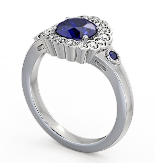 Halo Blue Sapphire and Diamond 1.69ct Ring 9K White Gold GEM22_WG_BS_THUMB1
