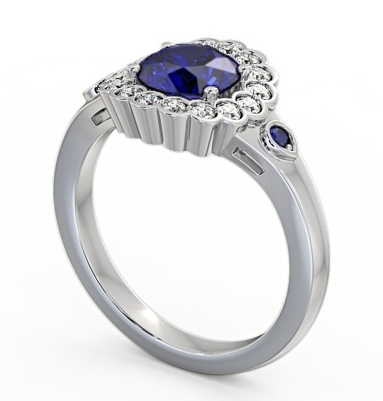 Halo Blue Sapphire and Diamond 1.69ct Ring 18K White Gold GEM22_WG_BS_THUMB1