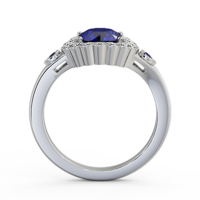 Halo Blue Sapphire and Diamond 1.69ct Ring 18K White Gold - Belen GEM22_WG_BS_UP