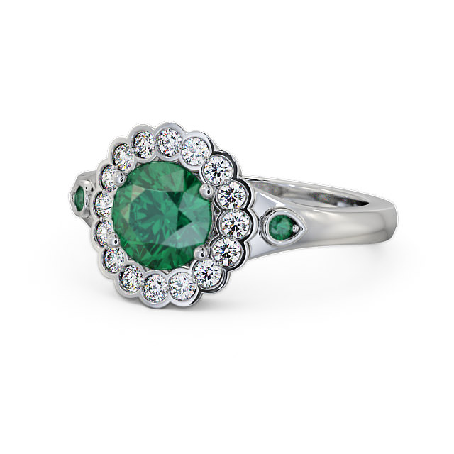 Halo Emerald and Diamond 1.53ct Ring Platinum - Belen GEM22_WG_EM_FLAT