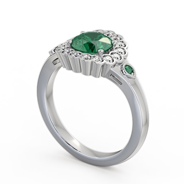Halo Emerald and Diamond 1.53ct Ring 9K White Gold - Belen GEM22_WG_EM_SIDE