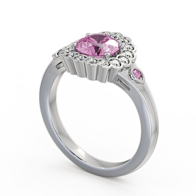 Halo Pink Sapphire and Diamond 1.69ct Ring 18K White Gold - Belen GEM22_WG_PS_SIDE
