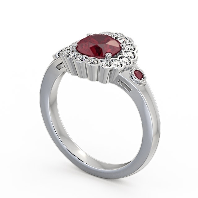 Halo Ruby and Diamond 1.69ct Ring 9K White Gold - Belen