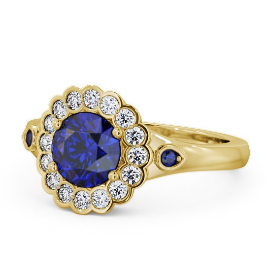  Halo Blue Sapphire and Diamond 1.69ct Ring 18K Yellow Gold - Belen GEM22_YG_BS_THUMB2 