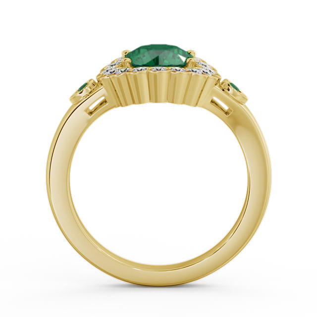 Halo Emerald and Diamond 1.53ct Ring 9K Yellow Gold - Belen GEM22_YG_EM_UP