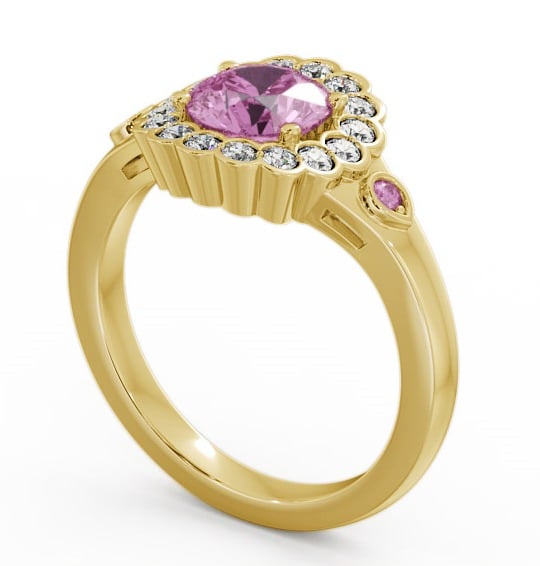 Halo Pink Sapphire and Diamond 1.69ct Ring 18K Yellow Gold - Belen GEM22_YG_PS_THUMB1