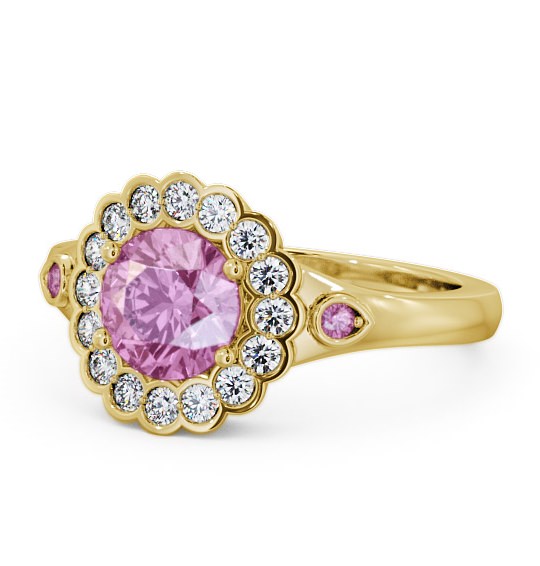  Halo Pink Sapphire and Diamond 1.69ct Ring 9K Yellow Gold - Belen GEM22_YG_PS_THUMB2 