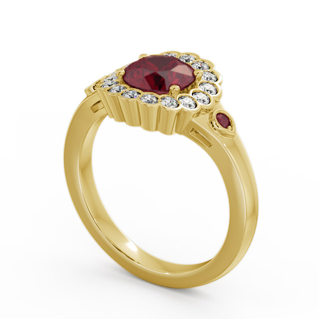 Halo Ruby and Diamond 1.69ct Ring 9K Yellow Gold - Belen GEM22_YG_RU_SIDE