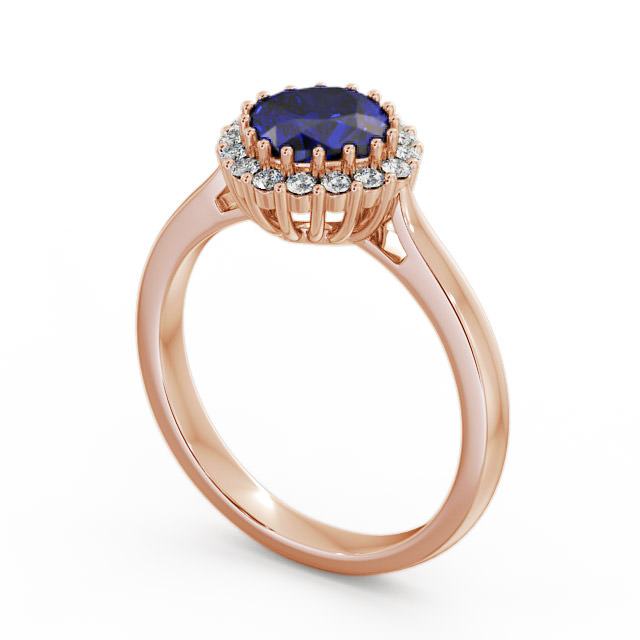 Halo Blue Sapphire and Diamond 1.46ct Ring 9K Rose Gold - Sienna