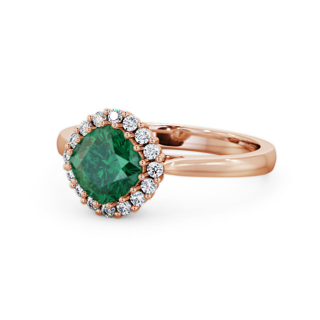 Halo Emerald and Diamond 1.16ct Ring 9K Rose Gold - Sienna GEM23_RG_EM_FLAT