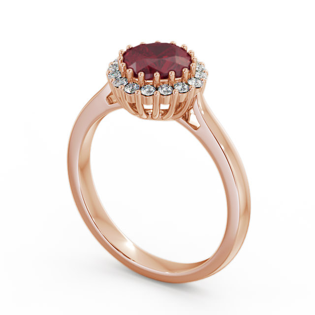 Halo Ruby and Diamond 1.46ct Ring 18K Rose Gold - Sienna