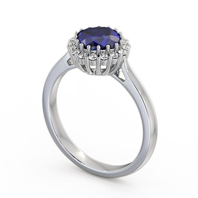 Halo Blue Sapphire and Diamond 1.46ct Ring 18K White Gold - Sienna GEM23_WG_BS_SIDE
