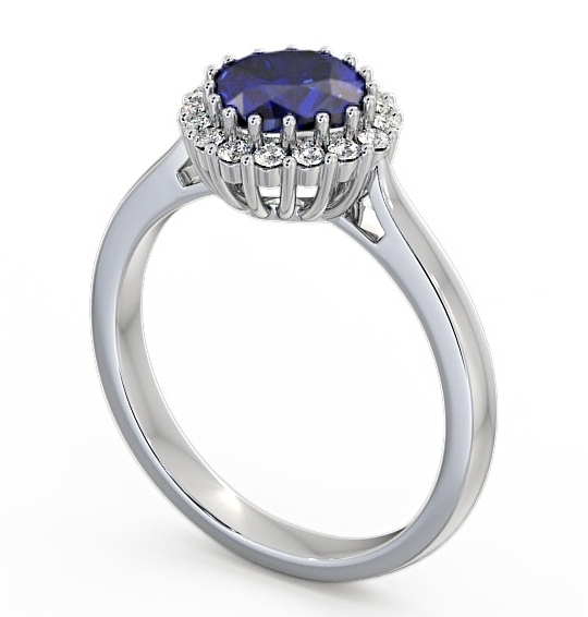 Halo Blue Sapphire and Diamond 1.46ct Ring 9K White Gold - Sienna GEM23_WG_BS_THUMB1