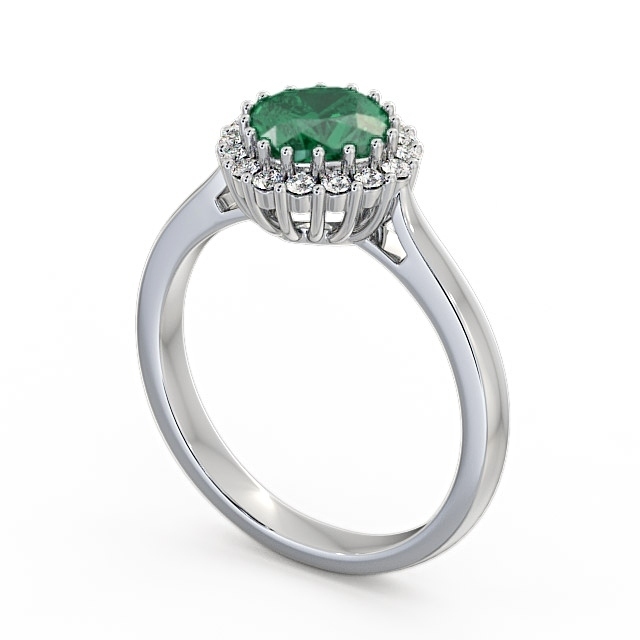 Halo Emerald and Diamond 1.16ct Ring 9K White Gold - Sienna