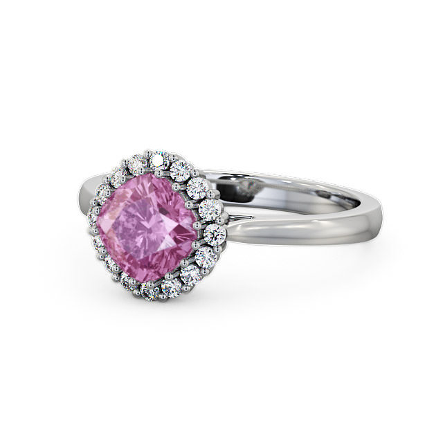 Halo Pink Sapphire and Diamond 1.46ct Ring 18K White Gold - Sienna GEM23_WG_PS_FLAT