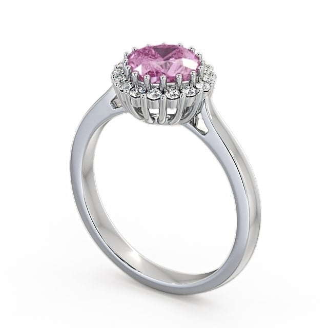 Halo Pink Sapphire and Diamond 1.46ct Ring 9K White Gold - Sienna GEM23_WG_PS_SIDE