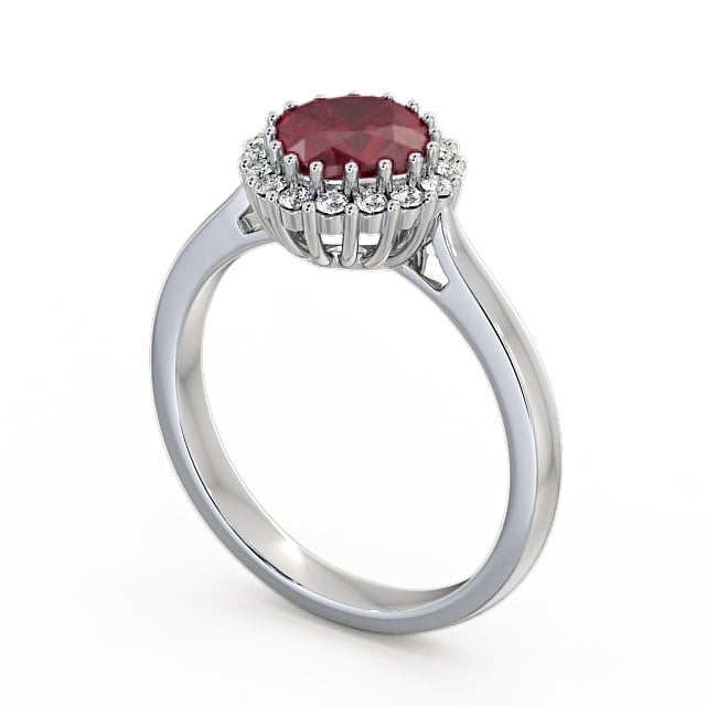 Halo Ruby and Diamond 1.46ct Ring 18K White Gold - Sienna GEM23_WG_RU_SIDE