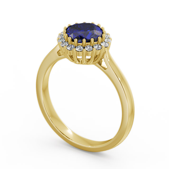 Halo Blue Sapphire and Diamond 1.46ct Ring 18K Yellow Gold - Sienna GEM23_YG_BS_SIDE